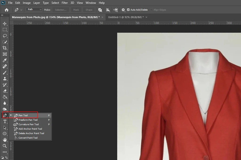 create a clipping path of mannequin for effect 