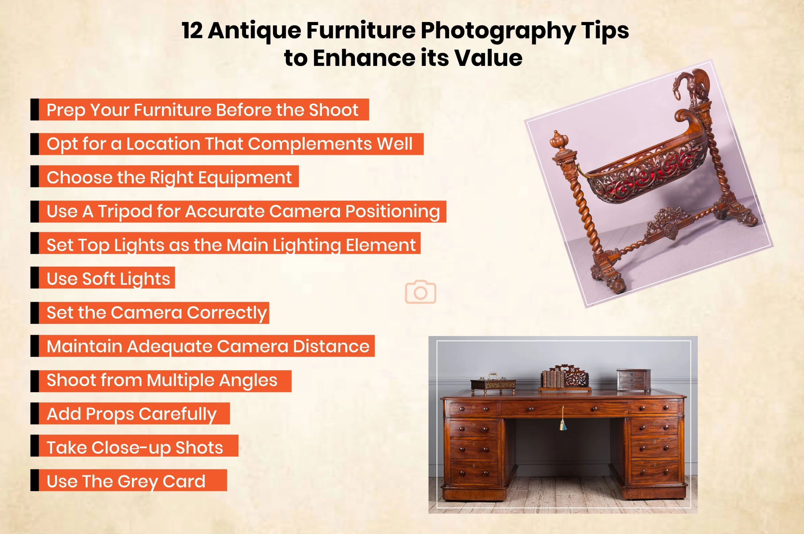 12 Expert Tips on Antique Furniture Photography to Enhance its Value